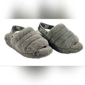 UGG Kids Fluff Yeah Slide Slipper Charcoal Gray Size 2K